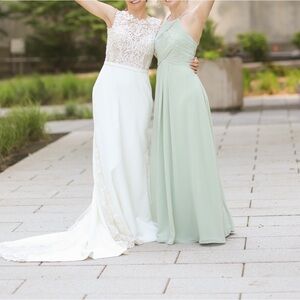Azazie sage green bridesmaids dress